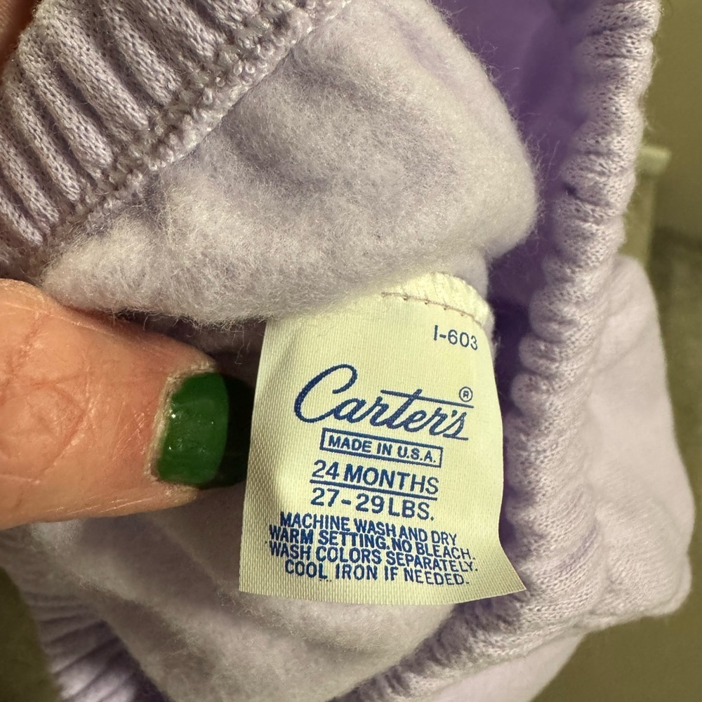 Carter’s Vintage Purple chicken Sweatsuit Set | 24M | Made in USA I Easter - Picture 4 of 5